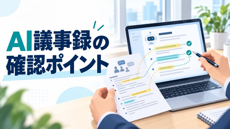 AIが作成した議事録を元の会議メモと照合して確認するイメージ